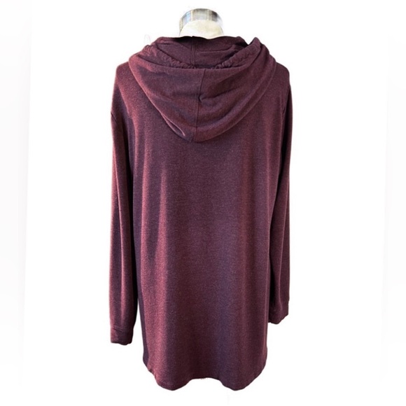 Cabi Hype burgundy red drawstring soft tunic hoodie sweatshirt womens size Small - Picture 2 of 8